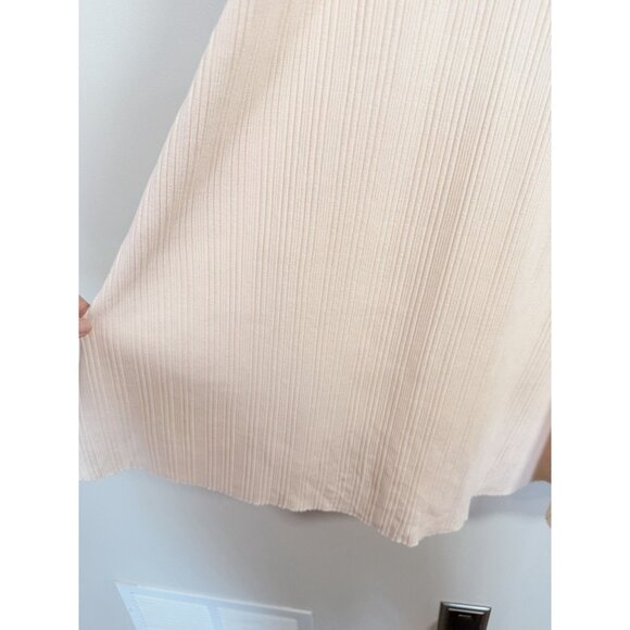 VINCE Tank Dress Rib Sz M Sweetheart Neck A-Line Midi Pink Blush Stretch Preppy - Picture 11 of 15